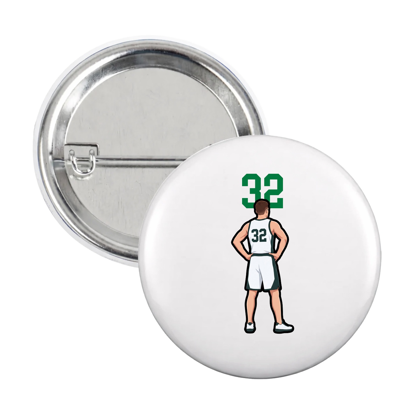 Game Day Button — Number Top in White
