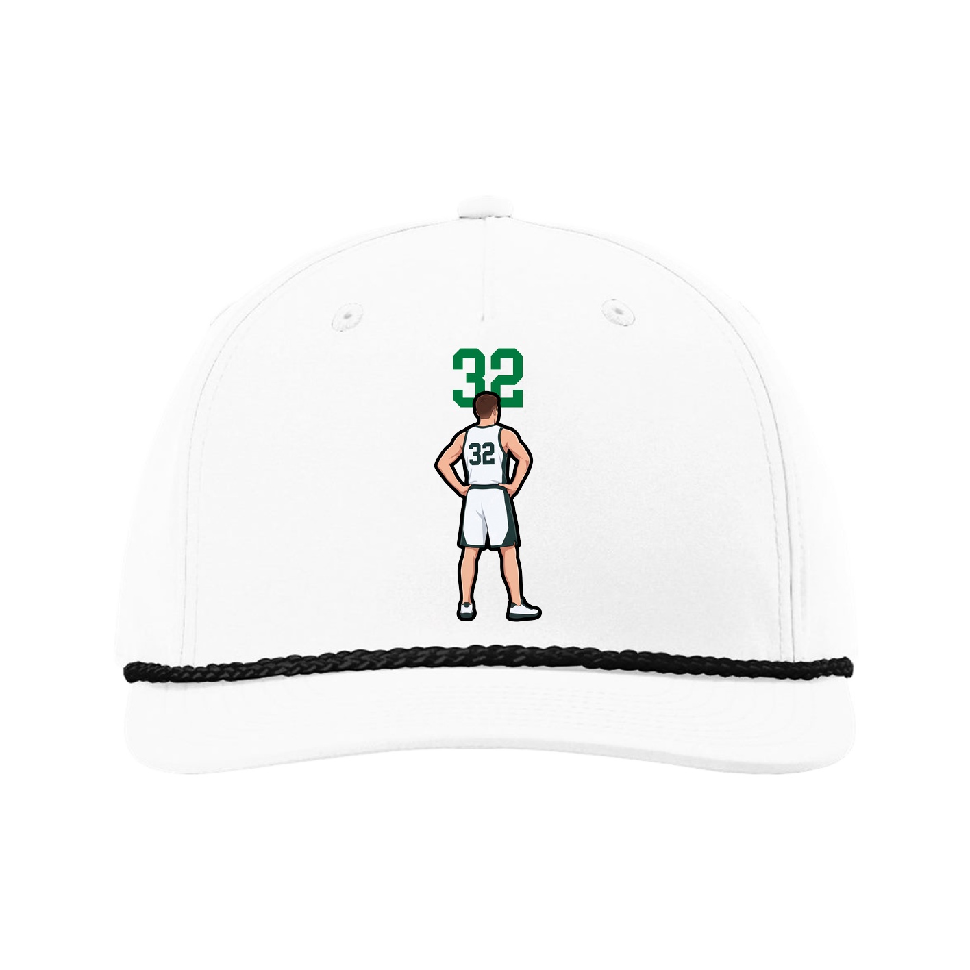 Five-Panel Classic Rope Cap — Number Top in White