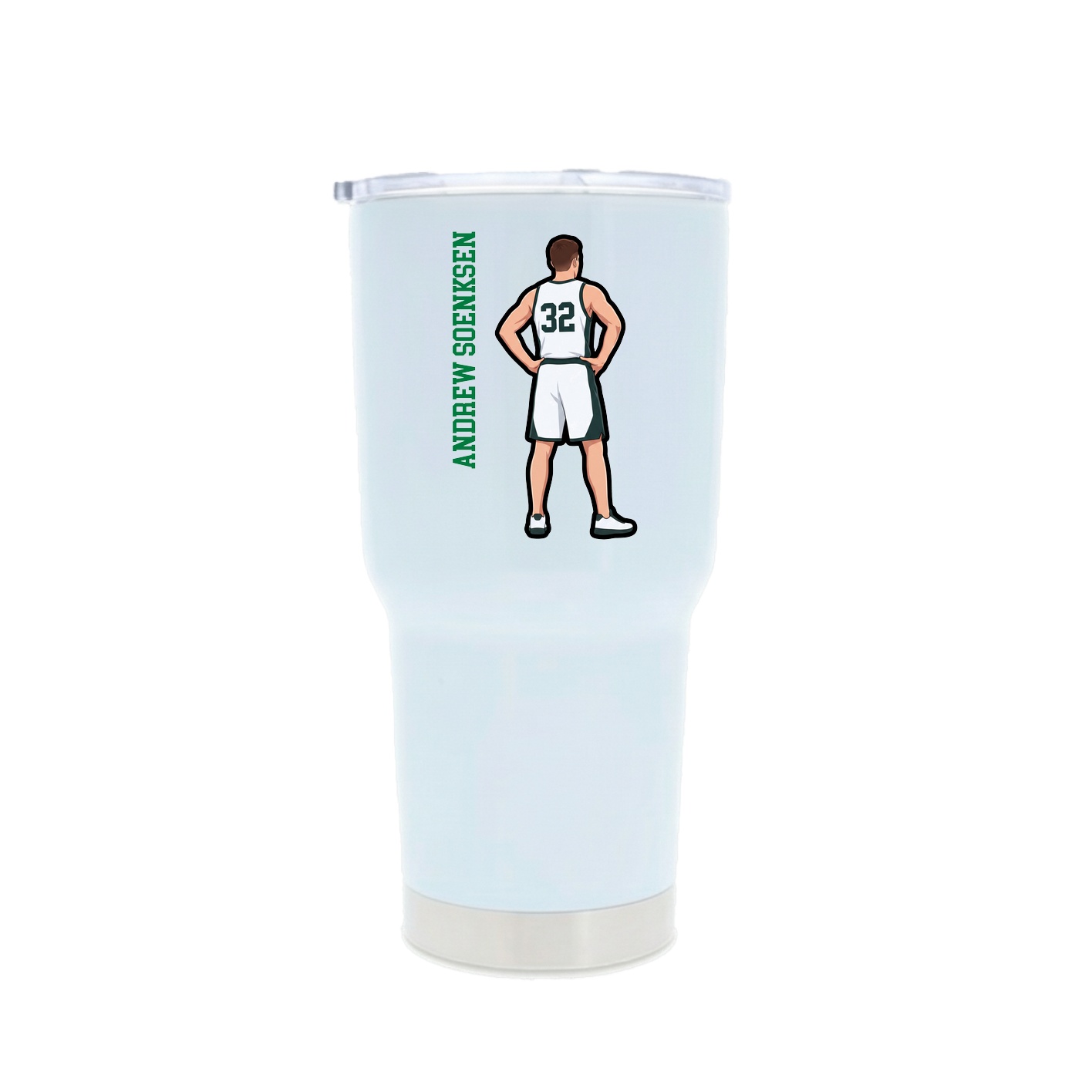 30oz Stainless Steel Tumbler — Name Vertical in White
