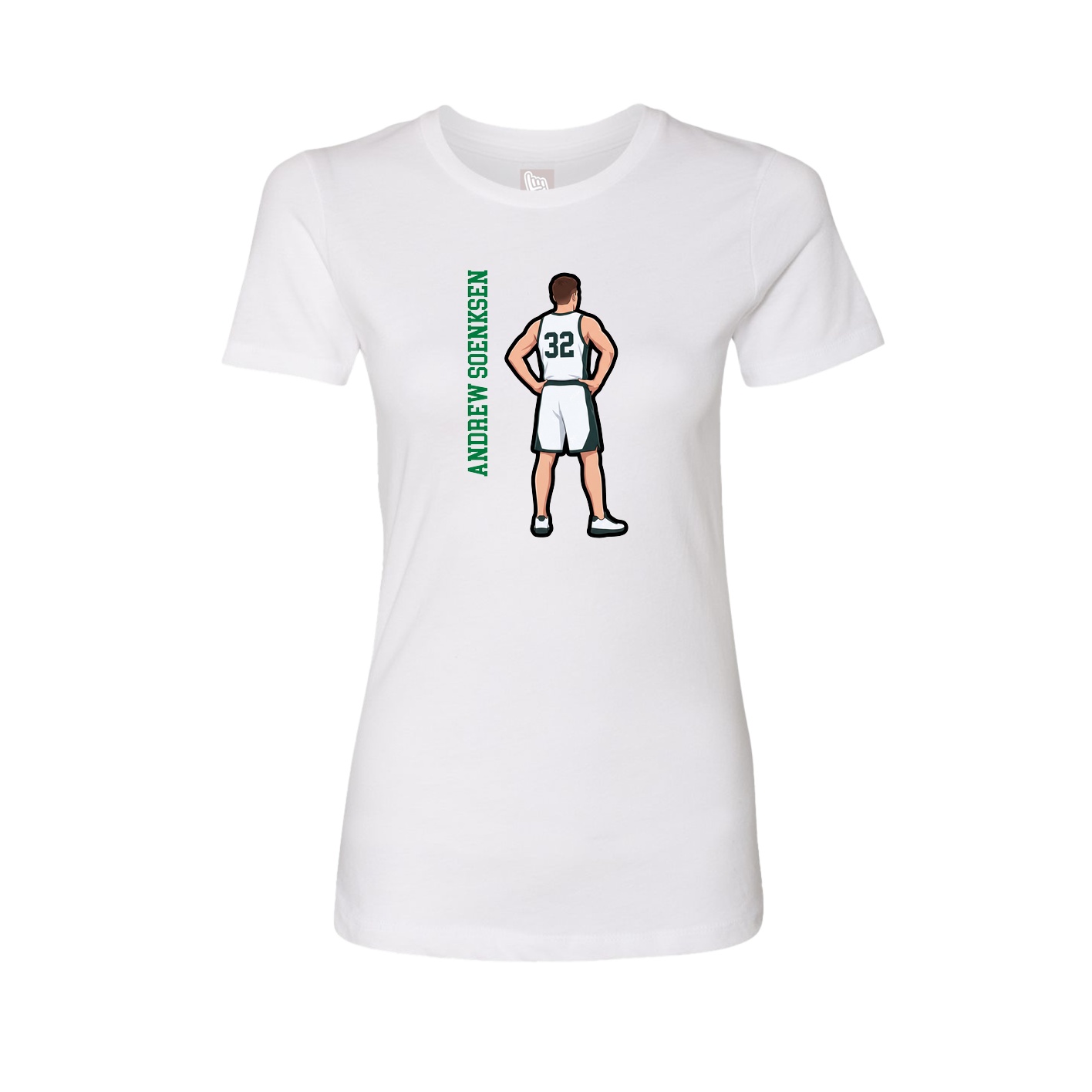 Fitted Women's Tee — Name Vertical in White