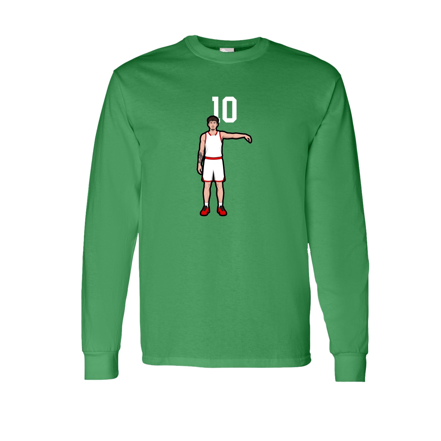 Long Sleeve Tee — Number Top in Green