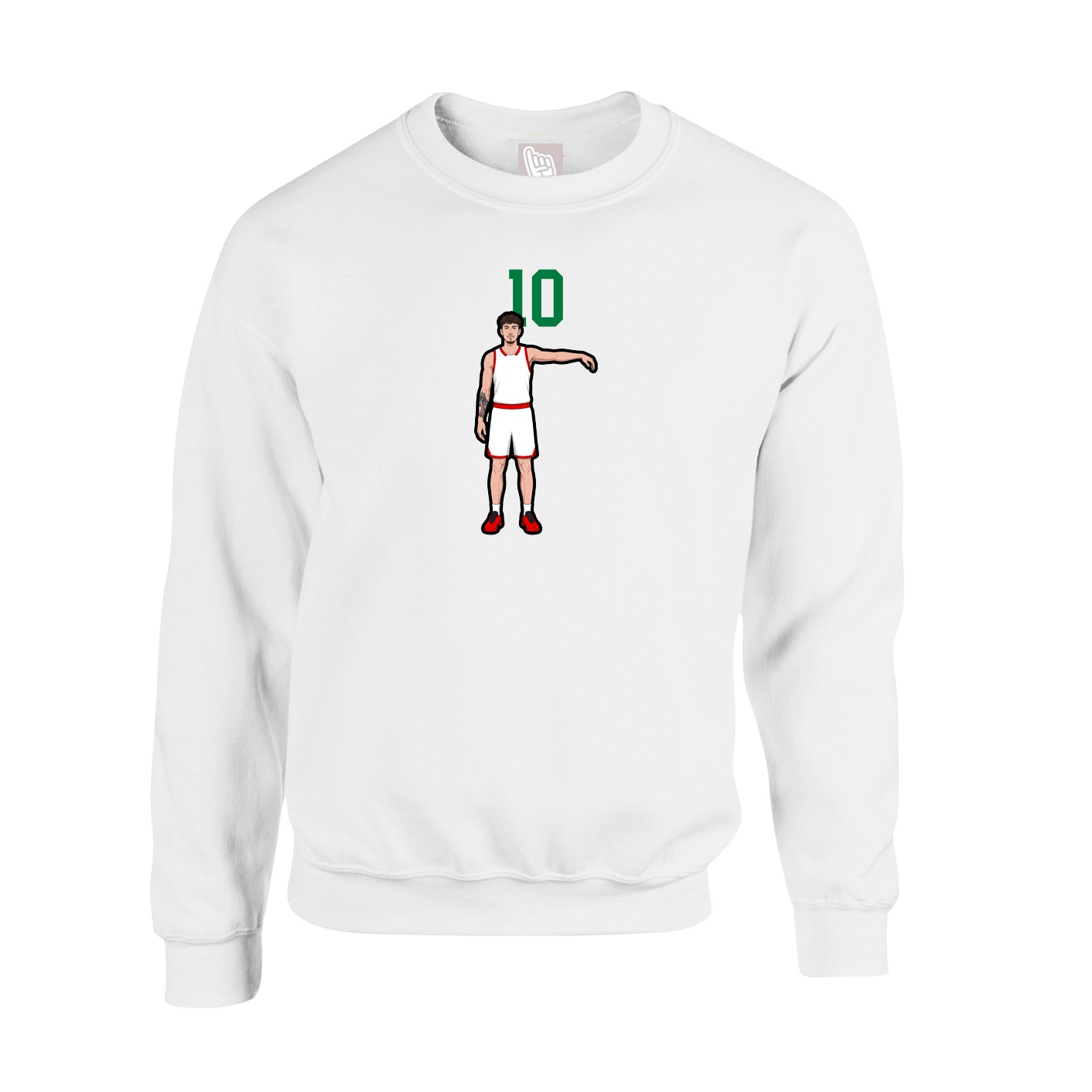 Fleece Crew — Number Top in White