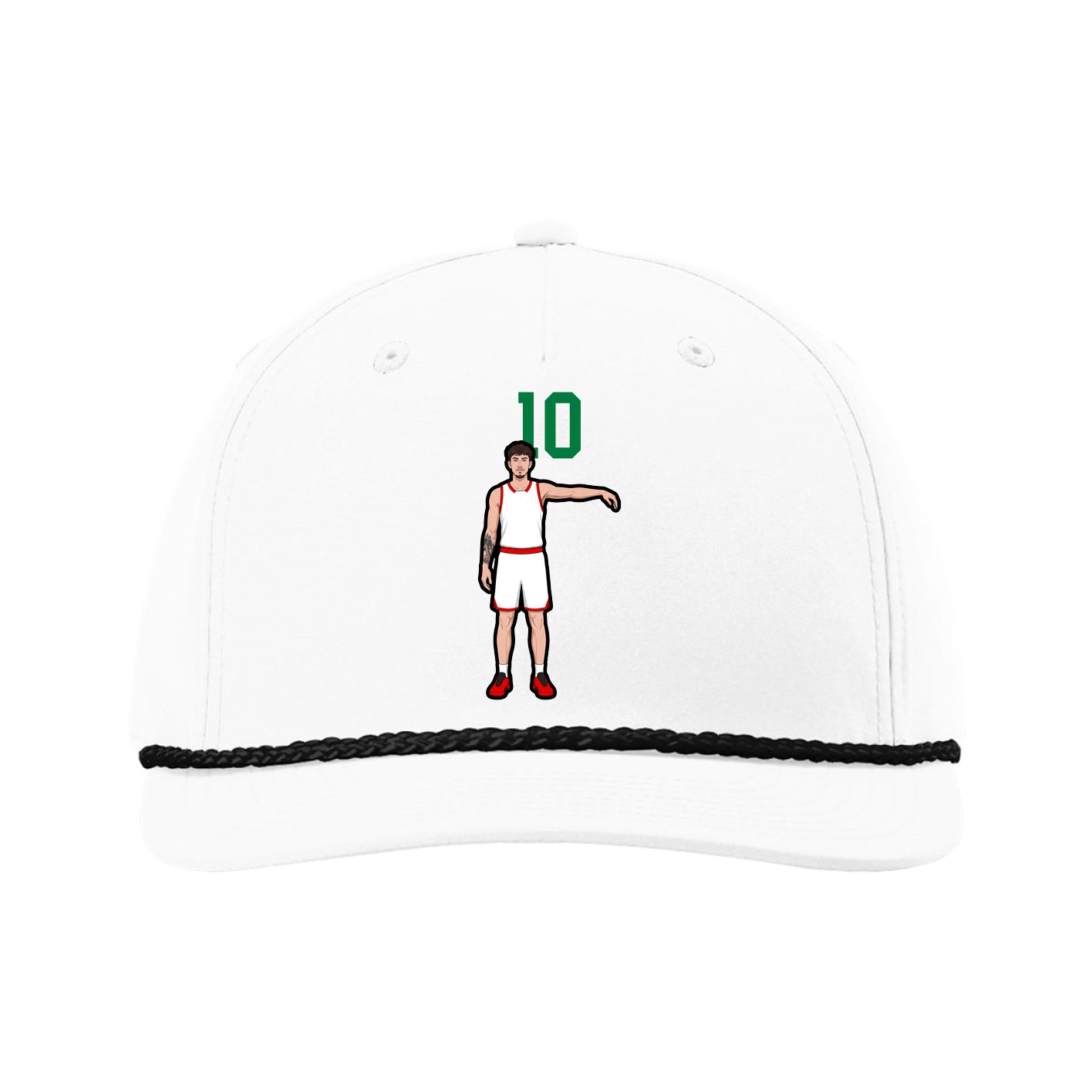 Five-Panel Classic Rope Cap — Number Top in White