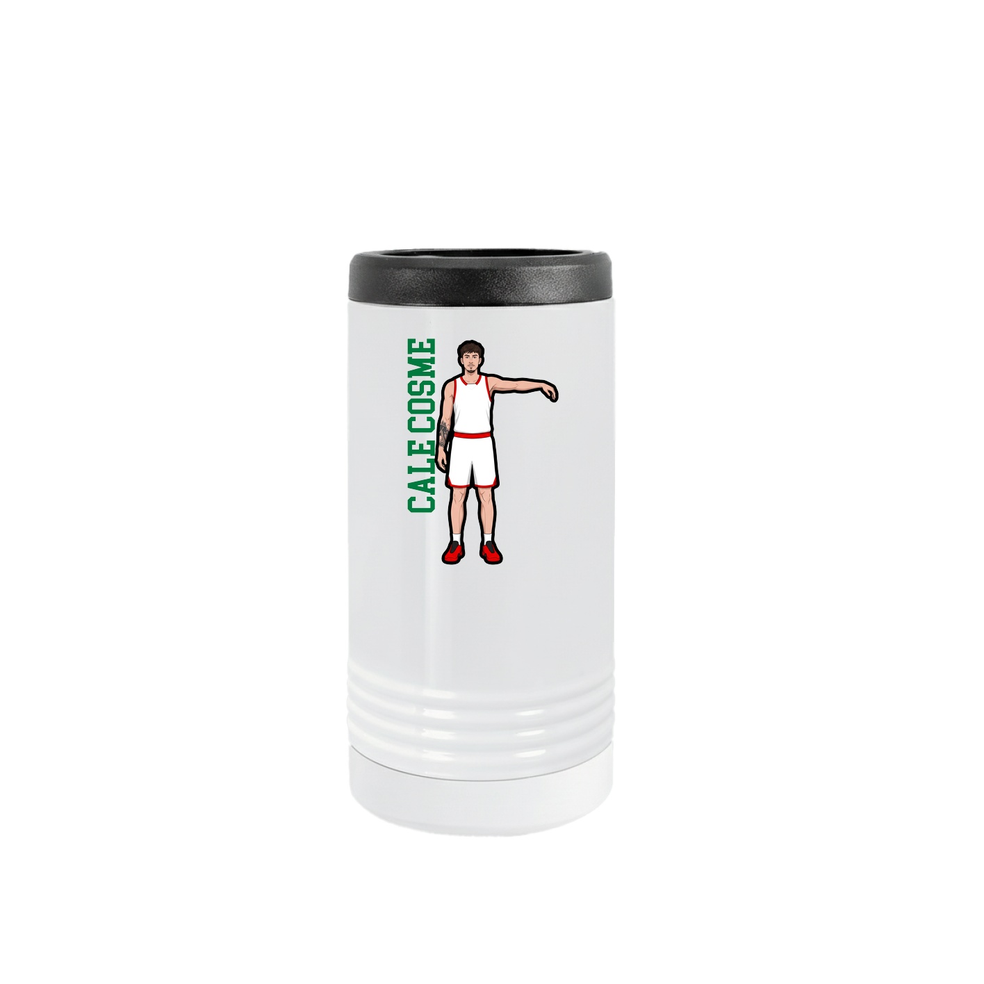 Slim Beverage Holder — Name Vertical in White