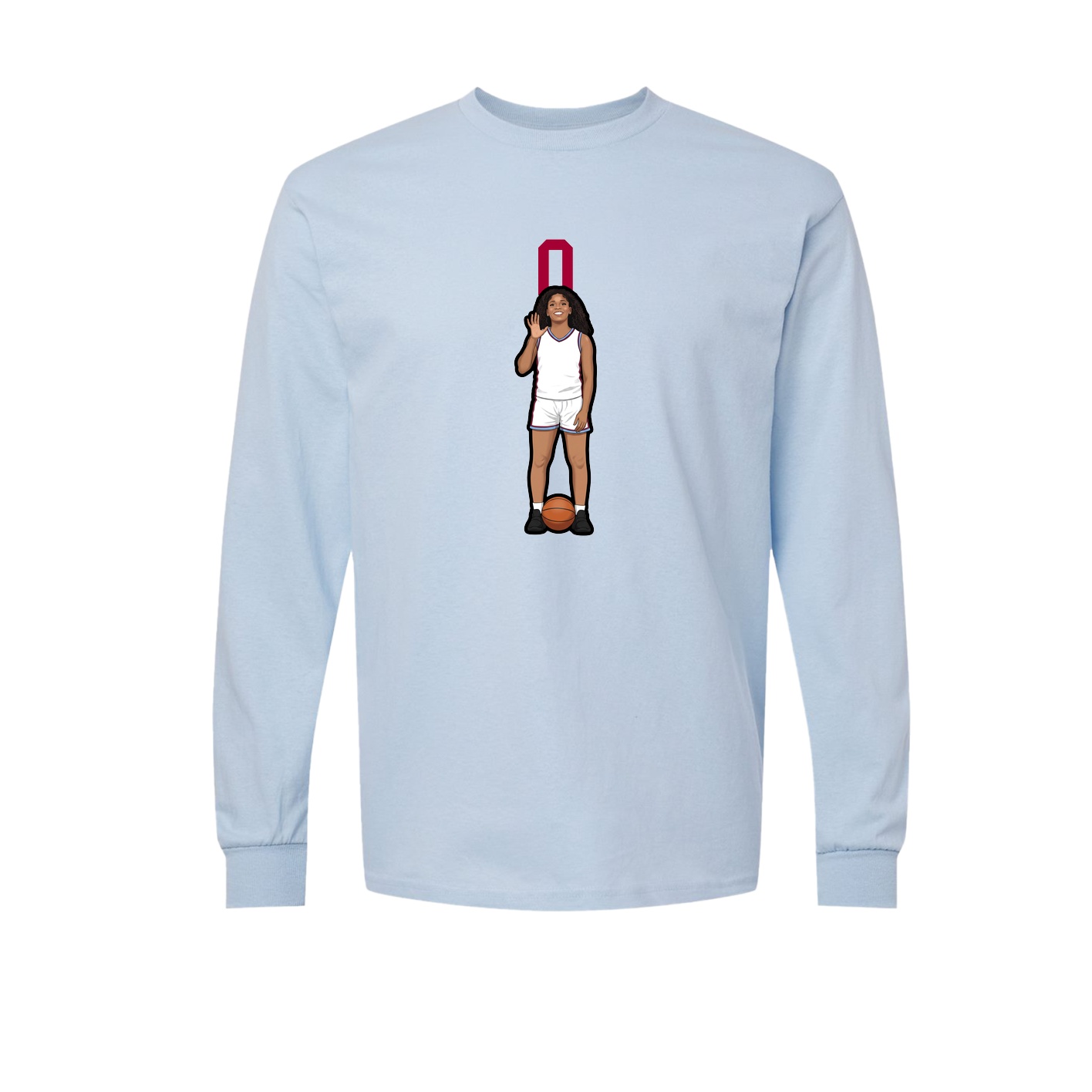 Long Sleeve Tee — Number Top in Light Blue
