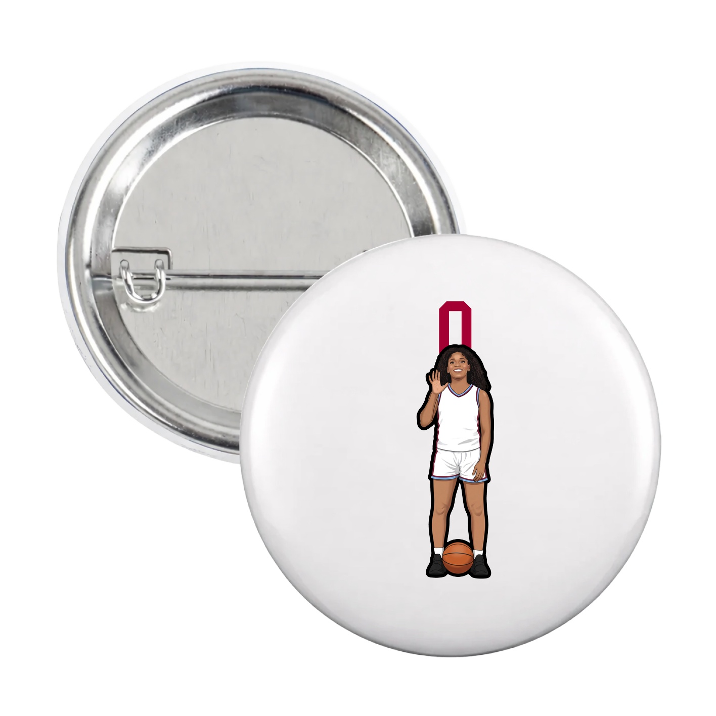 Game Day Button — Number Top in White