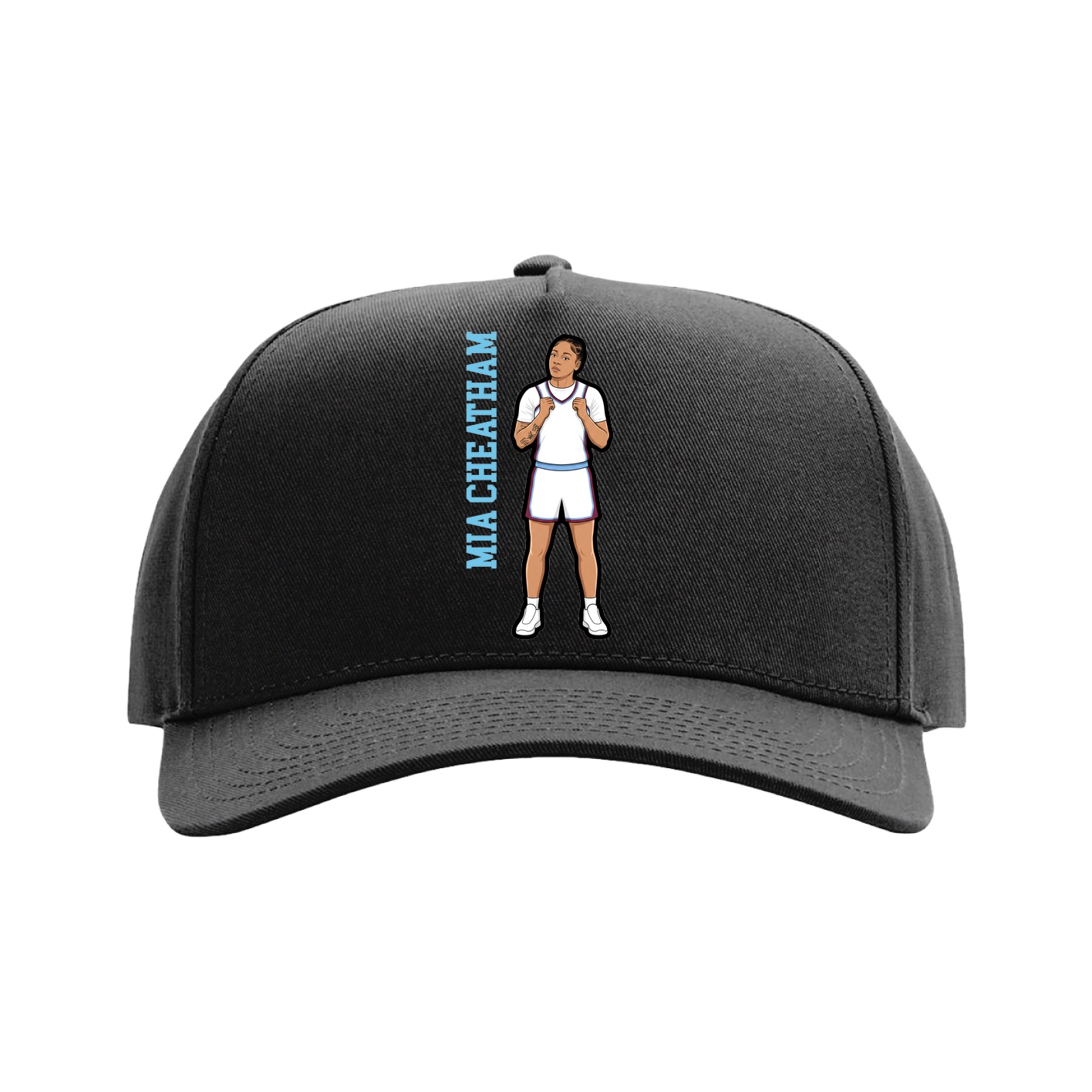 Full Fabric Five-Panel Champ Cap — Name Vertical in Black