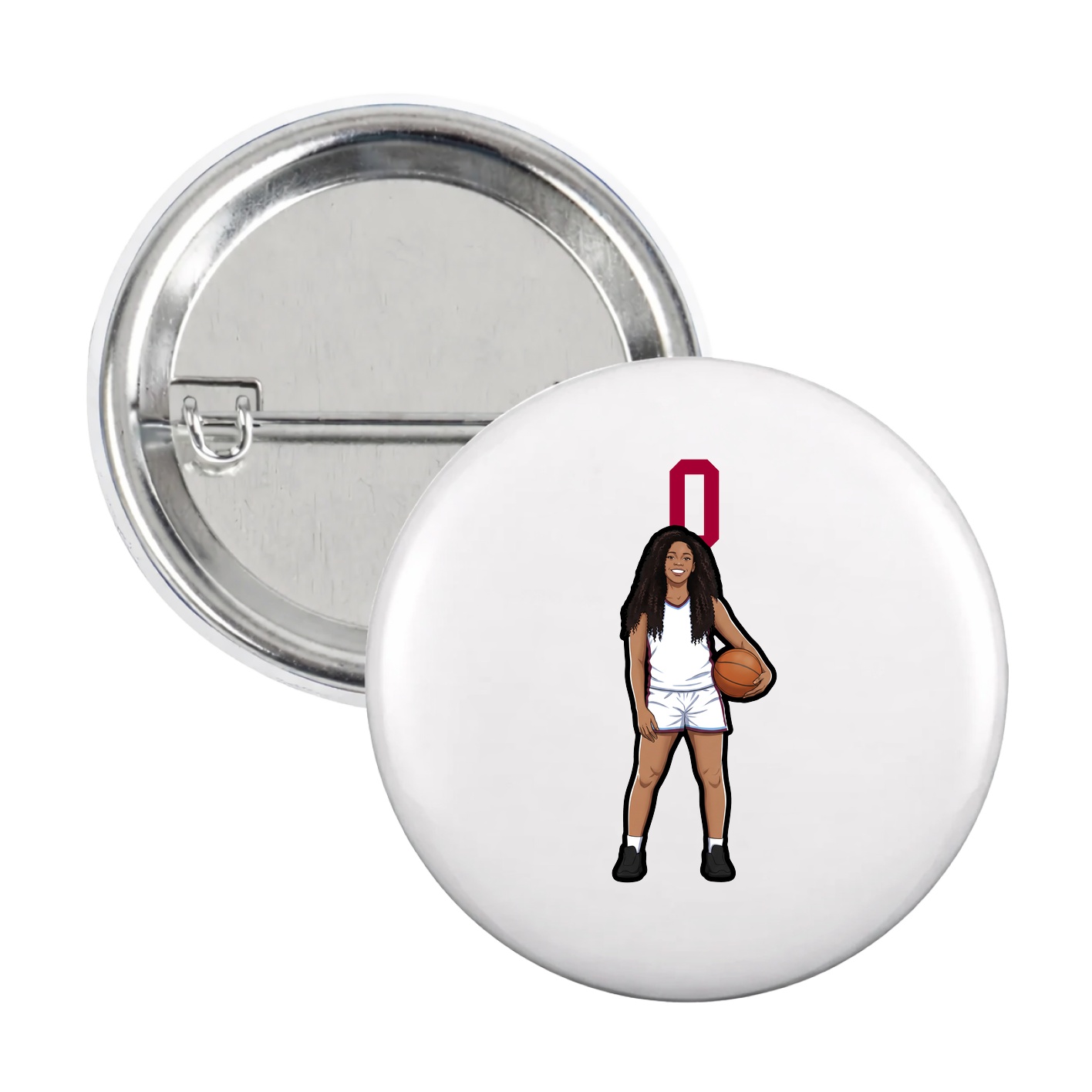Game Day Button — Number Top in White