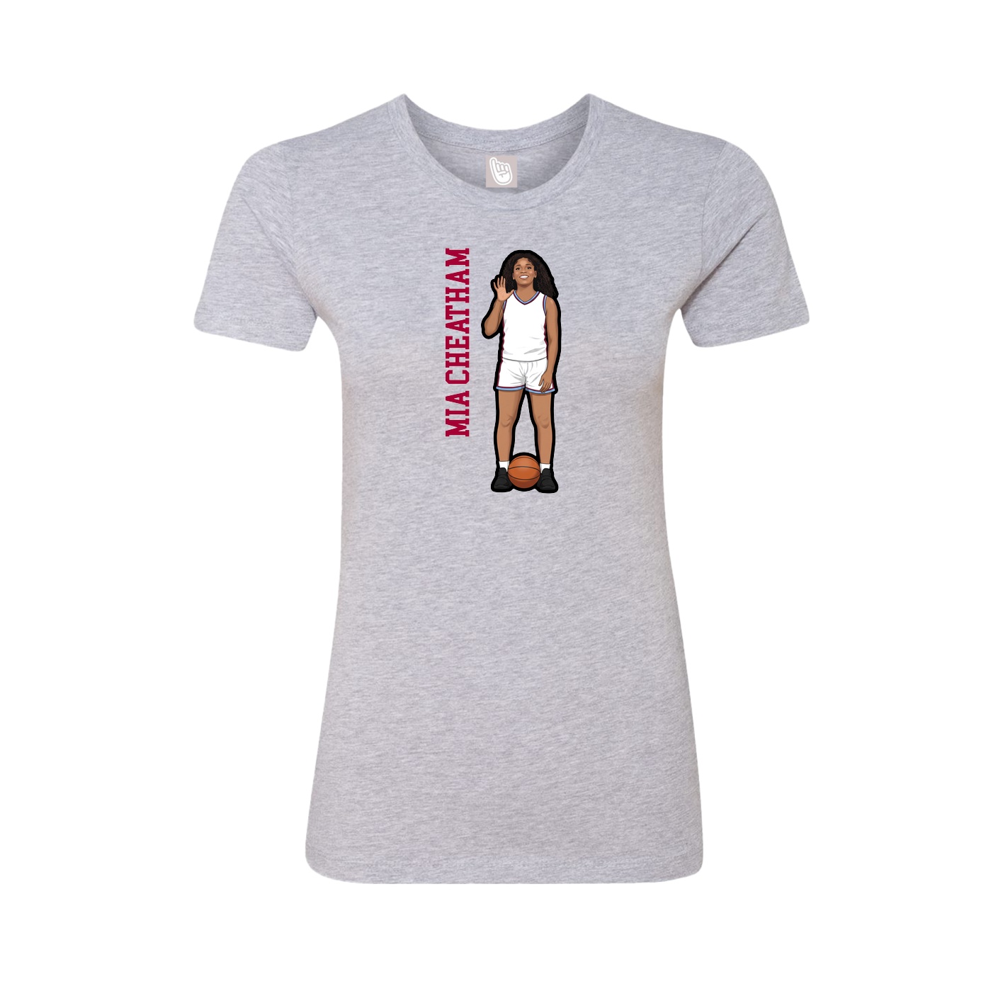 Fitted Women's Tee — Name Vertical in Grey