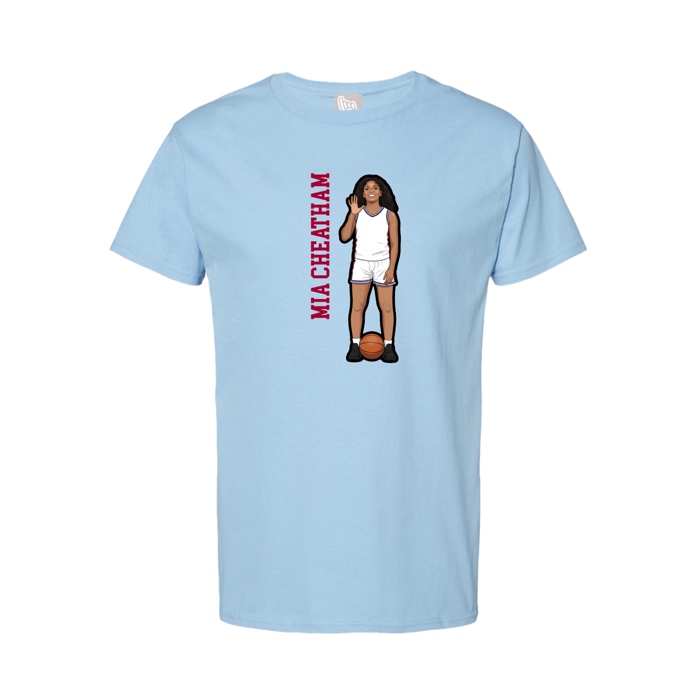 Youth Tee — Name Vertical in Light Blue