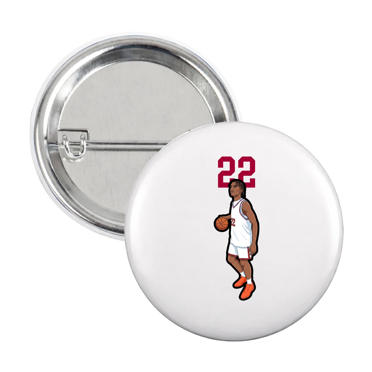 Game Day Button — Number Top in White