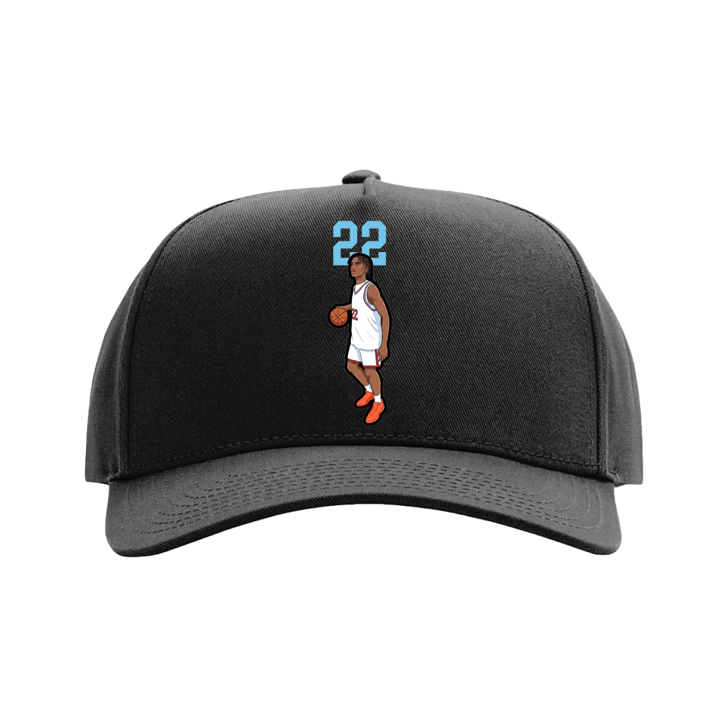 Full Fabric Five-Panel Champ Cap — Number Top in Black