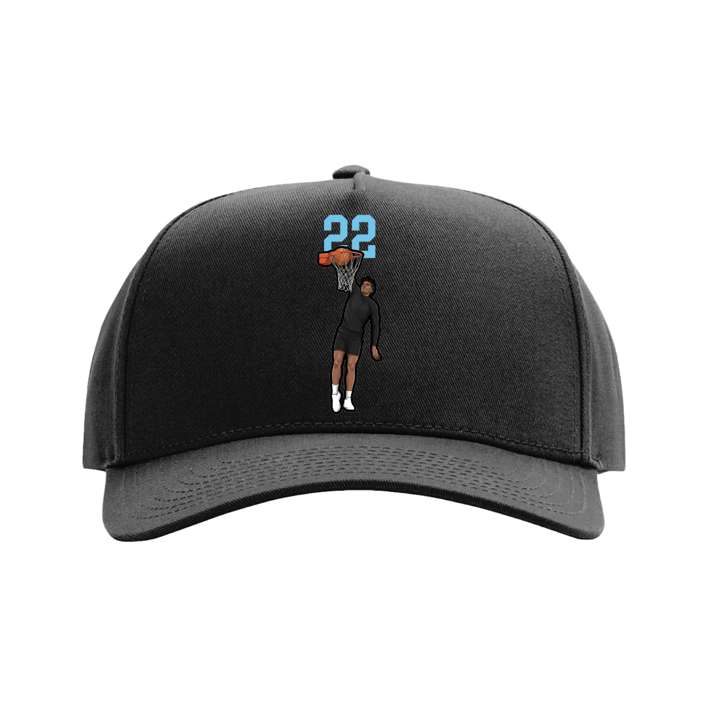 Full Fabric Five-Panel Champ Cap — Number Top in Black