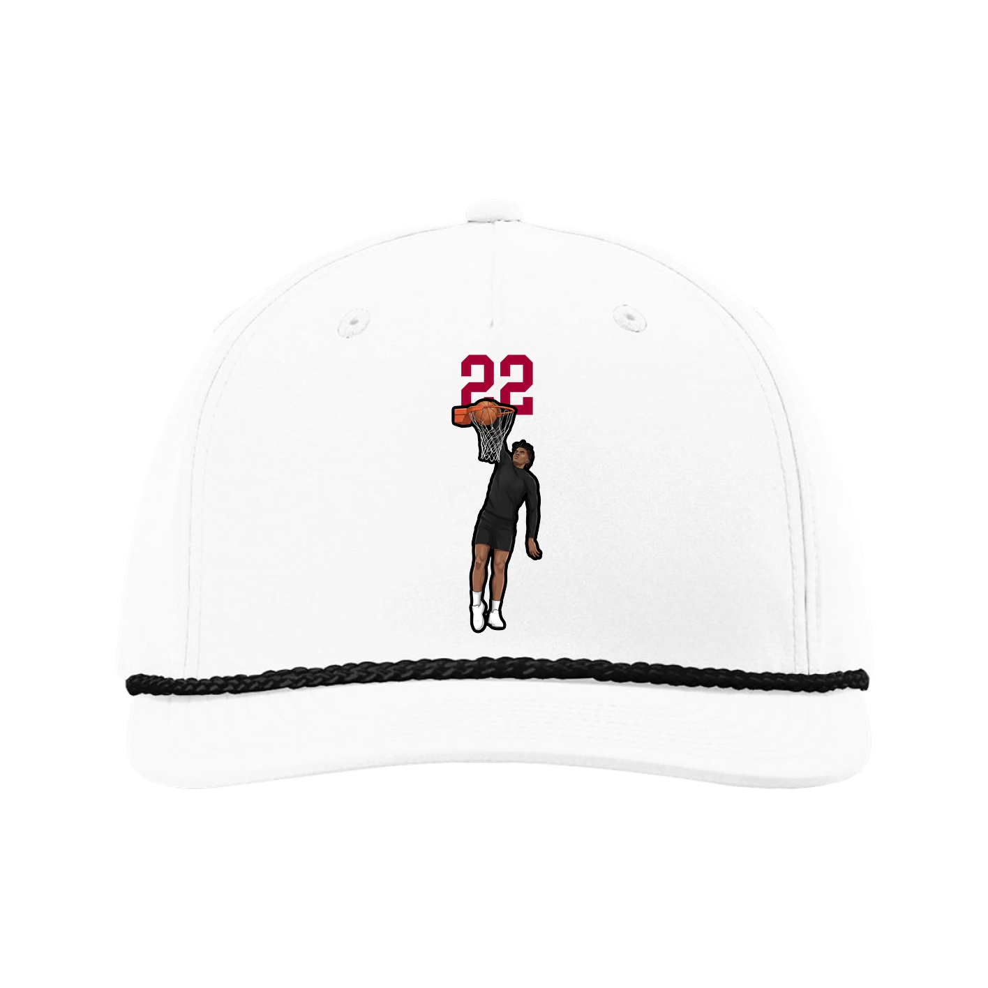 Five-Panel Classic Rope Cap — Number Top in White