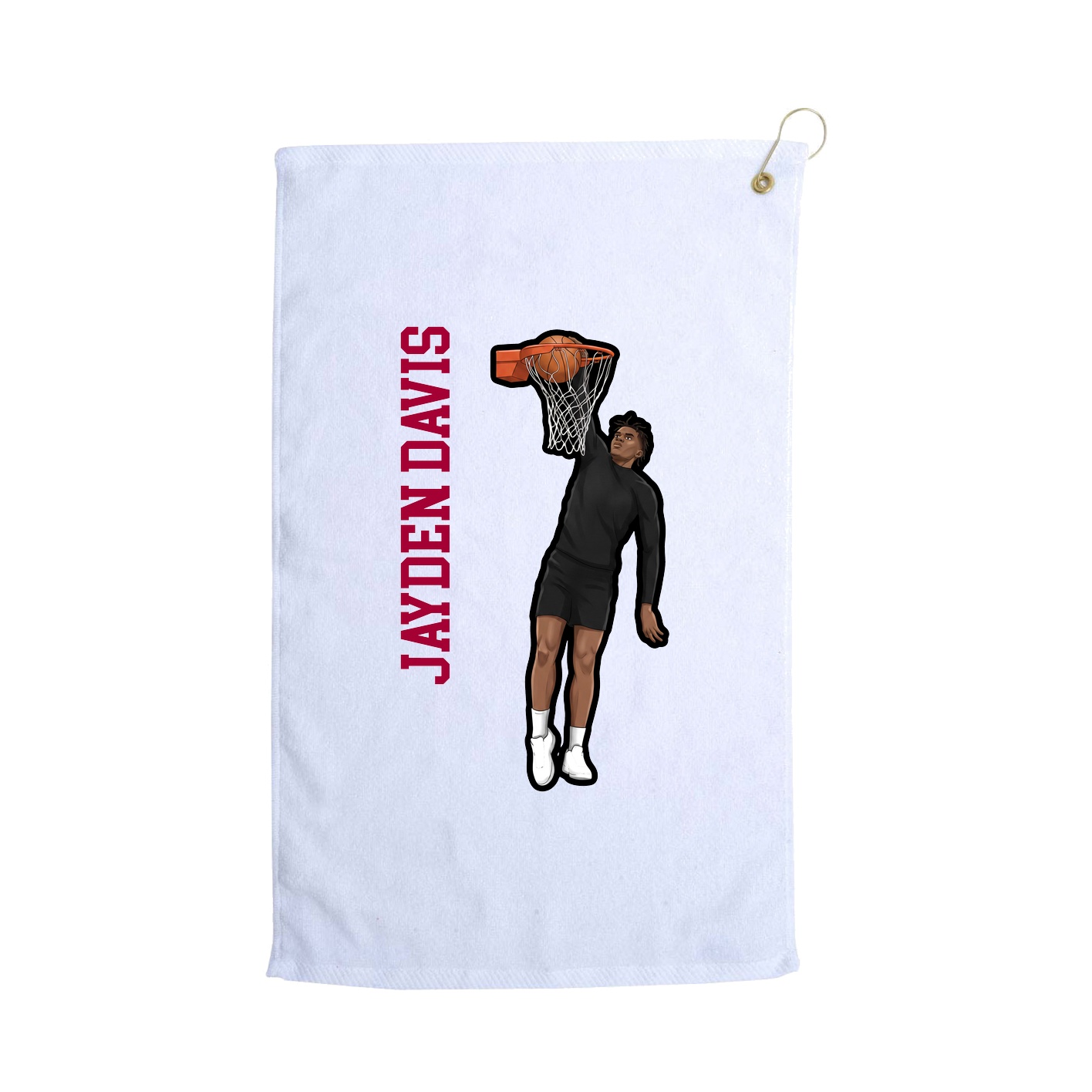 Golf Towel — Name Vertical in White