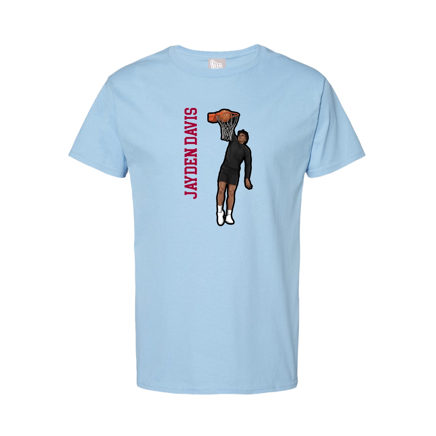 Youth Tee — Name Vertical in Light Blue