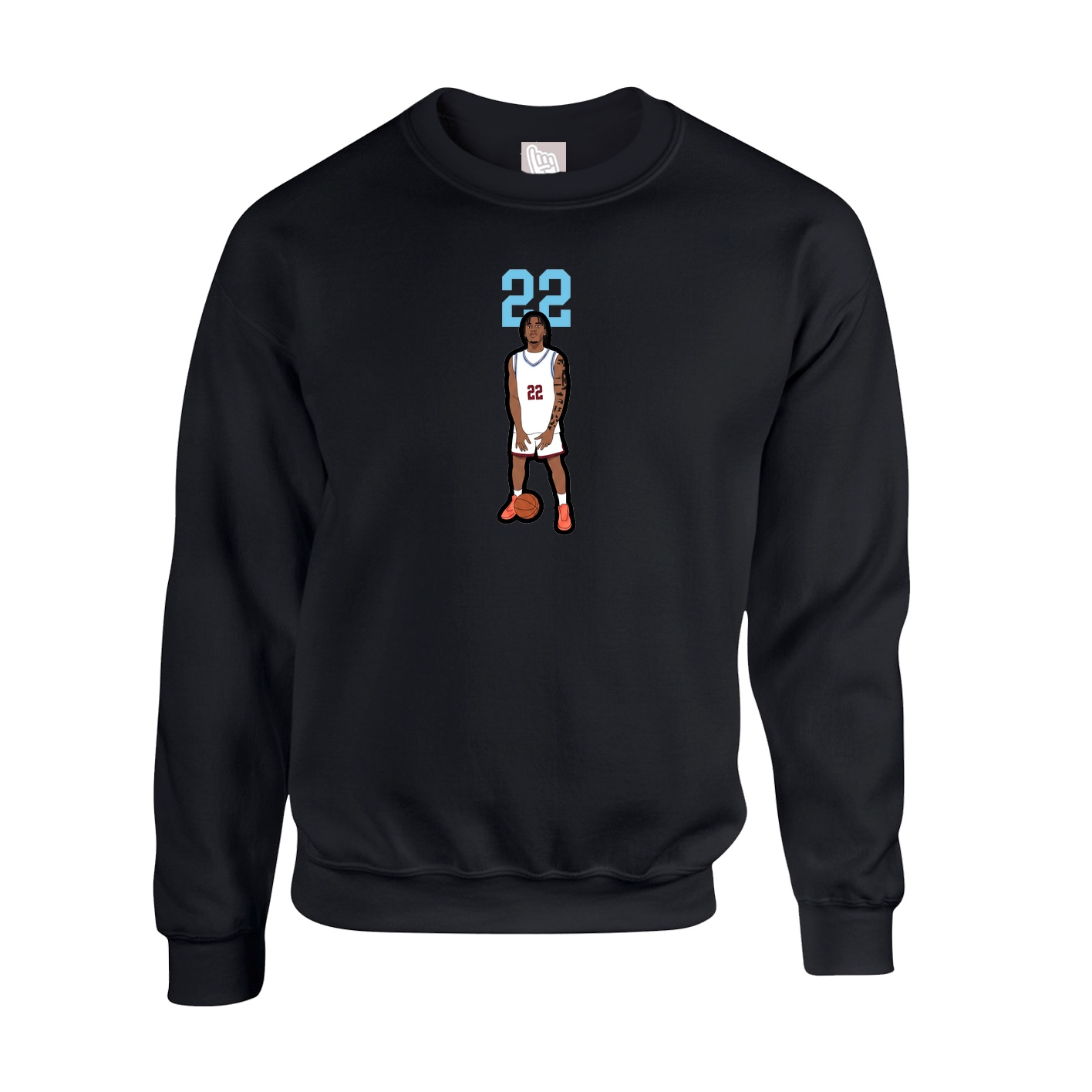Fleece Crew — Number Top in Black
