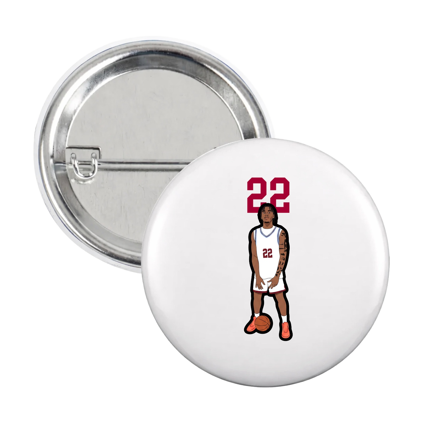 Game Day Button — Number Top in White