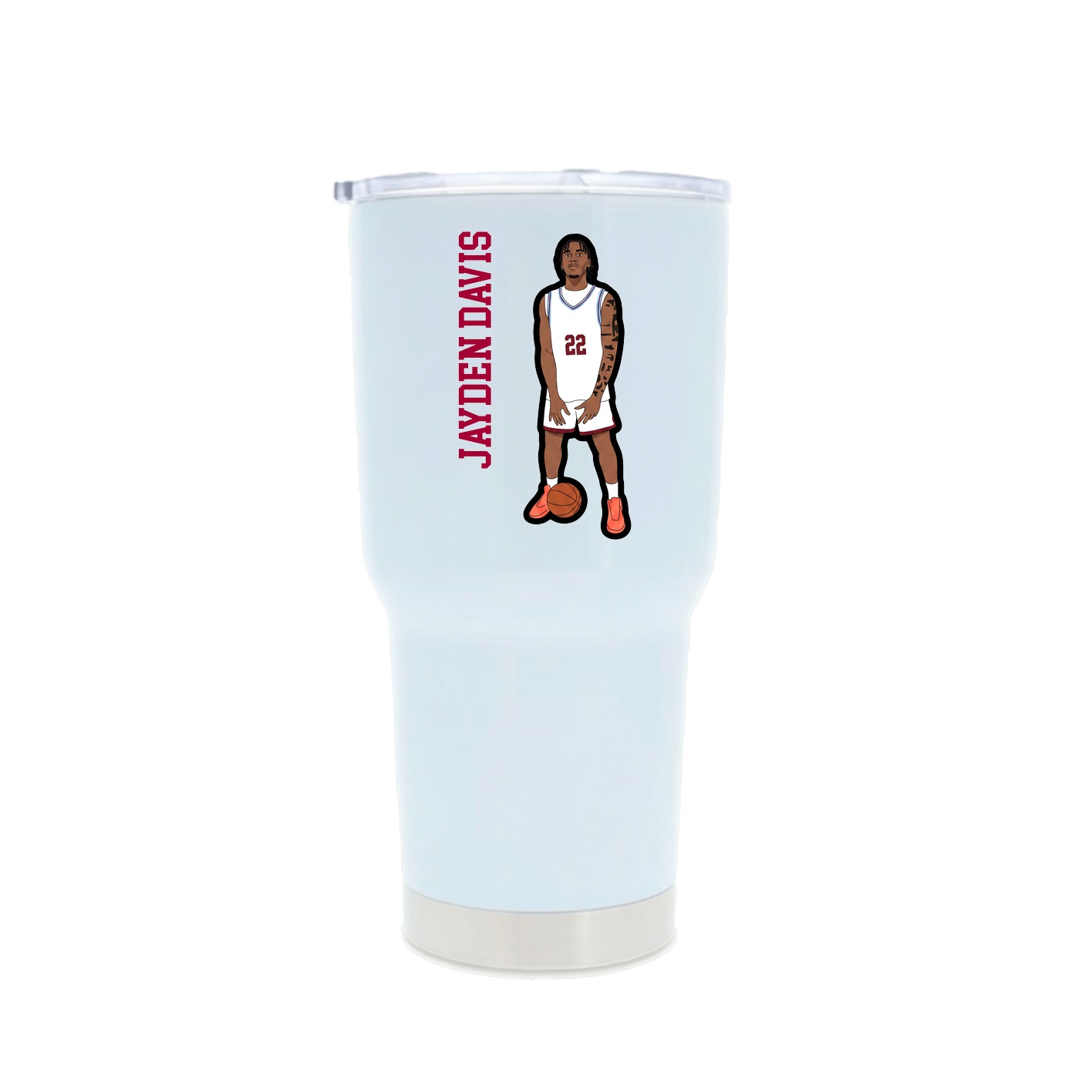 30oz Stainless Steel Tumbler — Name Vertical in White