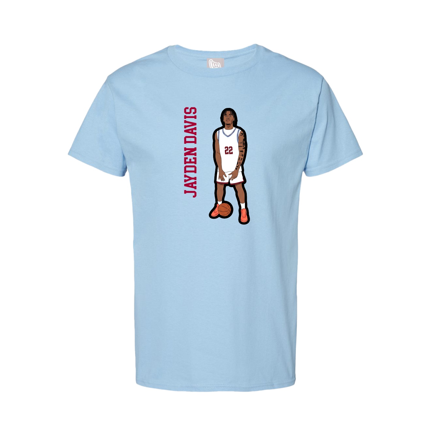 Tee — Name Vertical in Light Blue