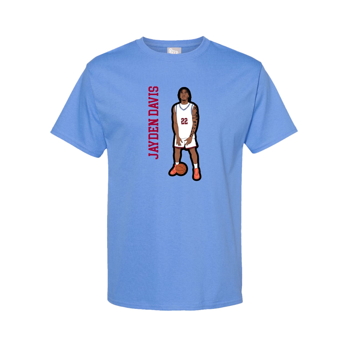 Tee — Name Vertical in Powder Blue