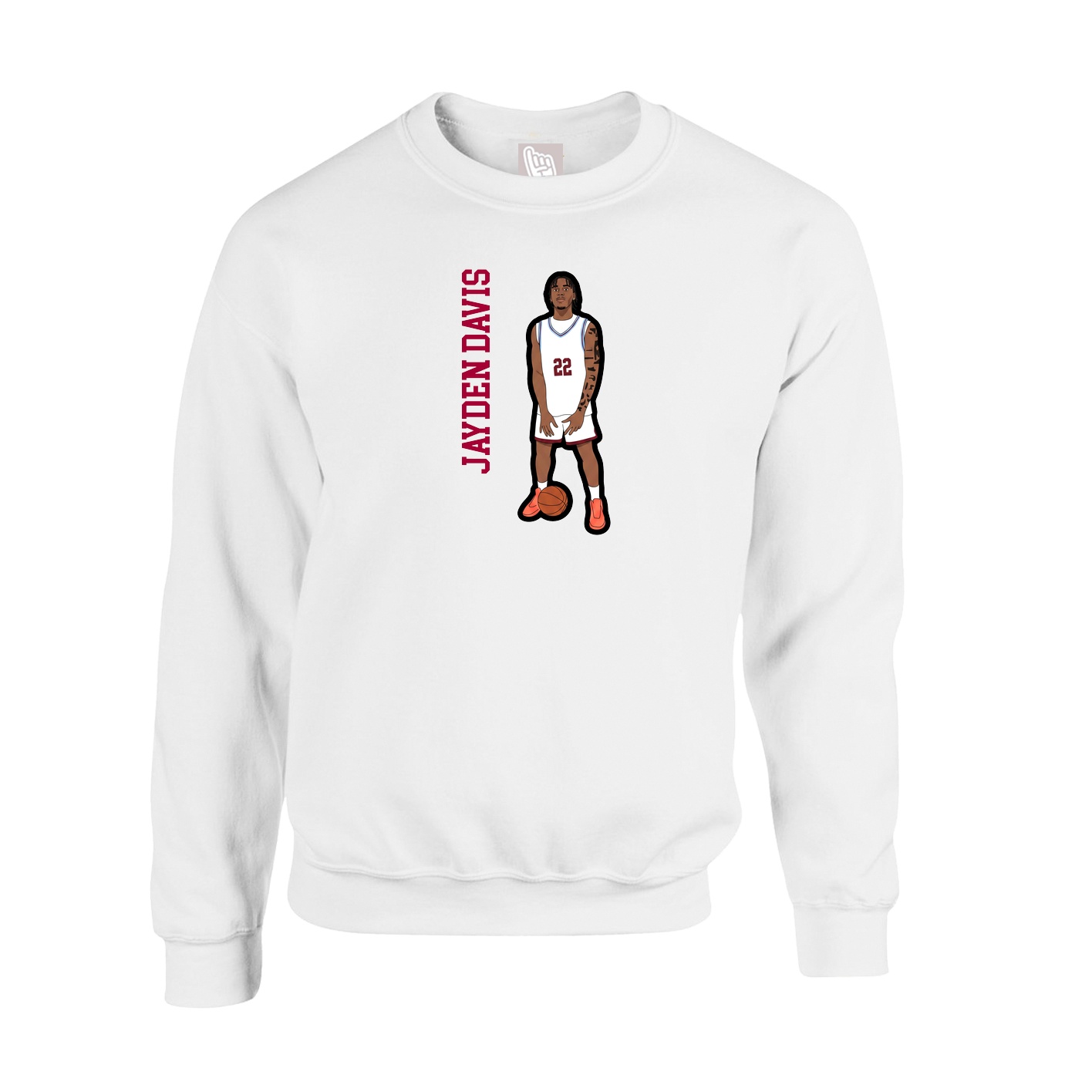 Fleece Crew — Name Vertical in White