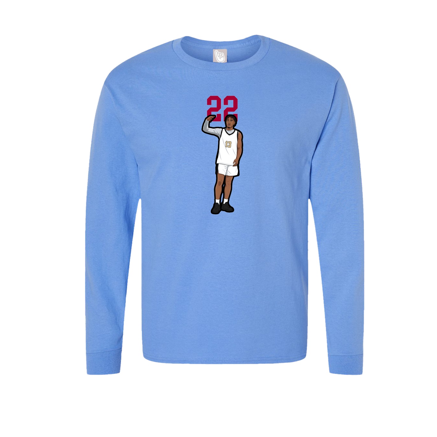 Long Sleeve Tee — Number Top in Powder Blue
