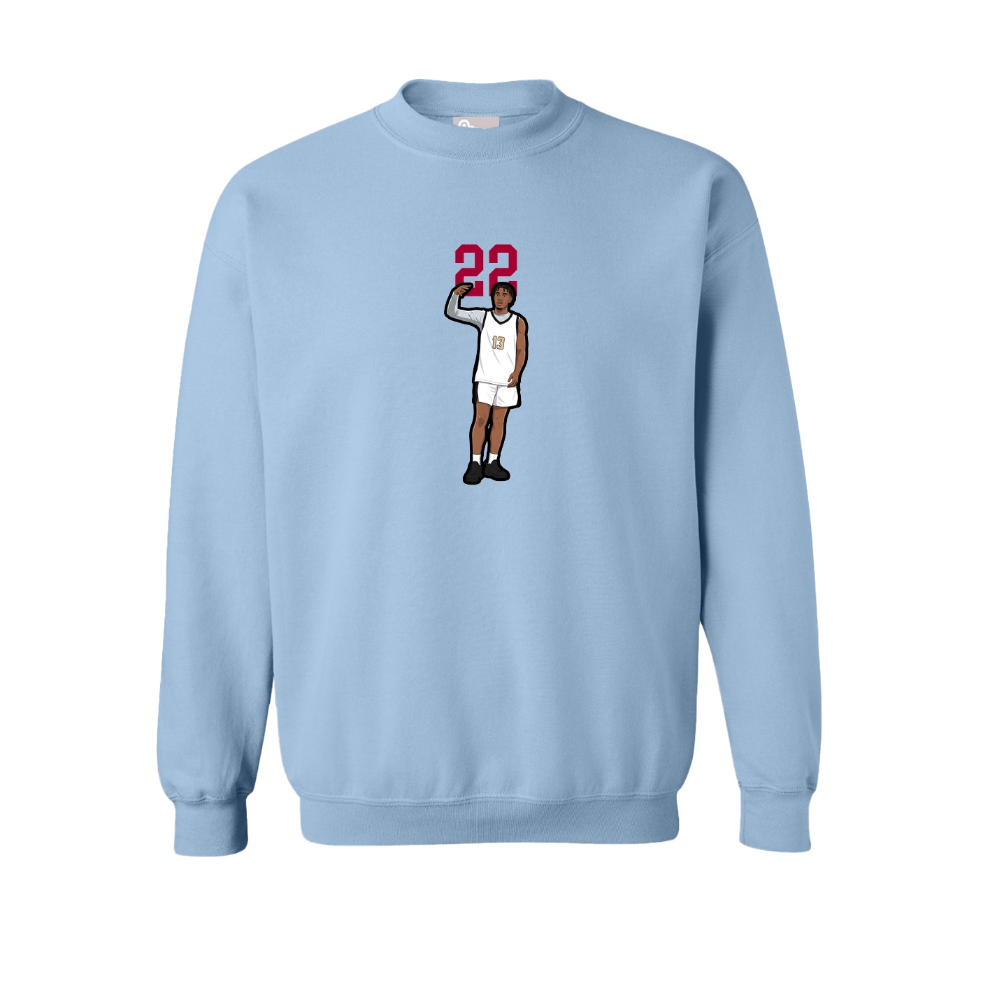 Fleece Crew — Number Top in Light Blue