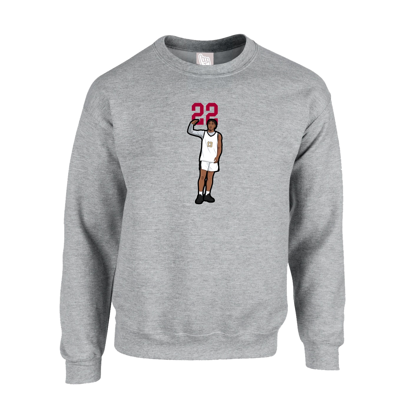 Fleece Crew — Number Top in Grey