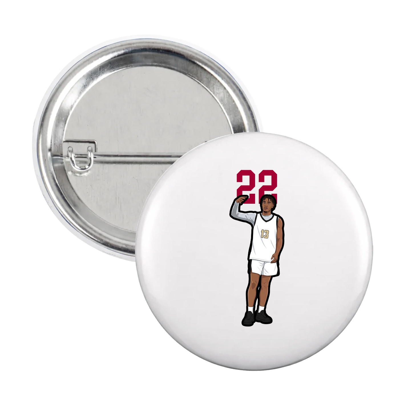 Game Day Button — Number Top in White