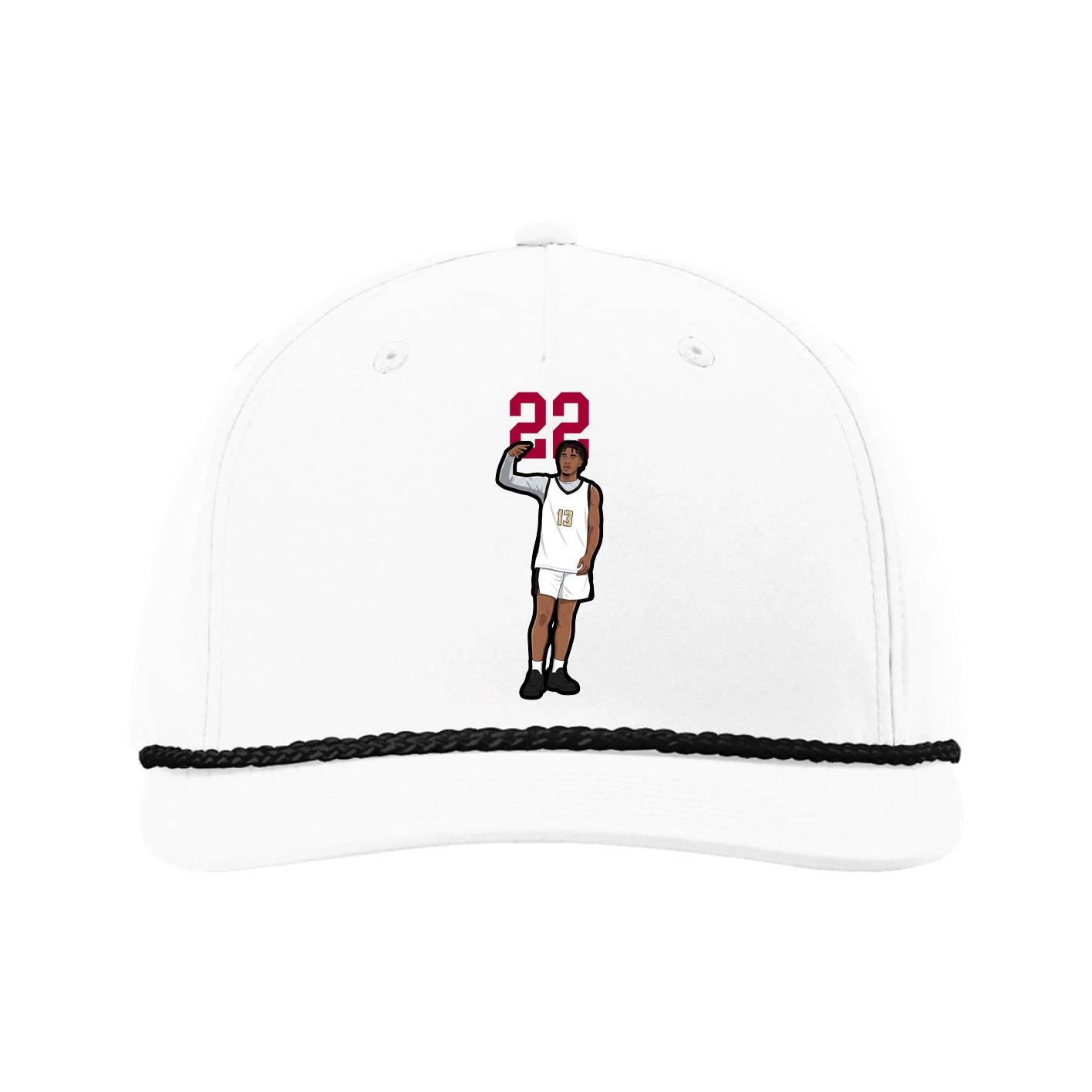 Five-Panel Classic Rope Cap — Number Top in White