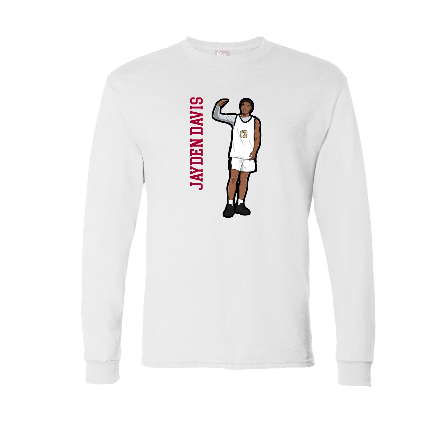 Long Sleeve Tee — Name Vertical in White