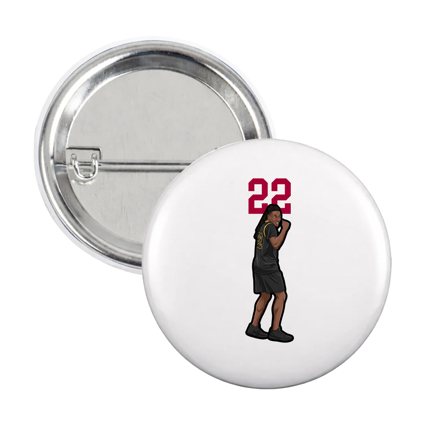 Game Day Button — Number Top in White