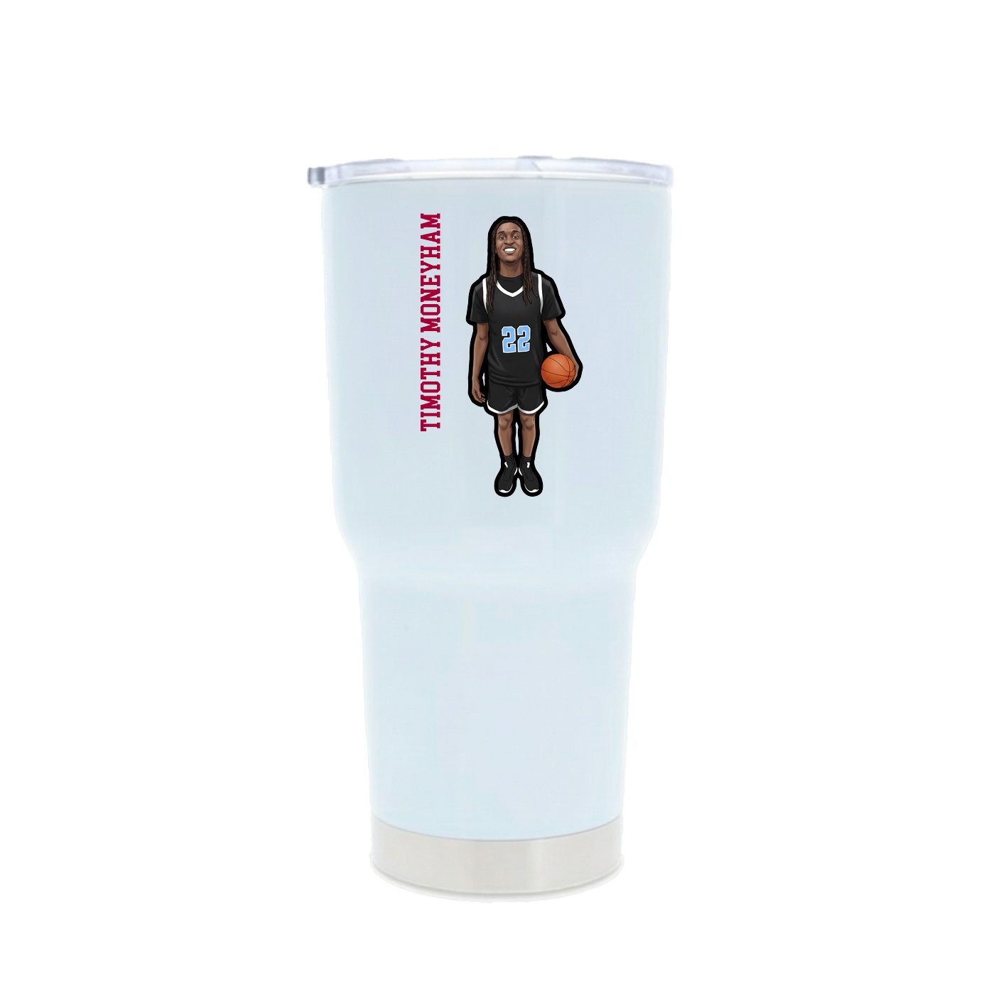 30oz Stainless Steel Tumbler — Name Vertical in White