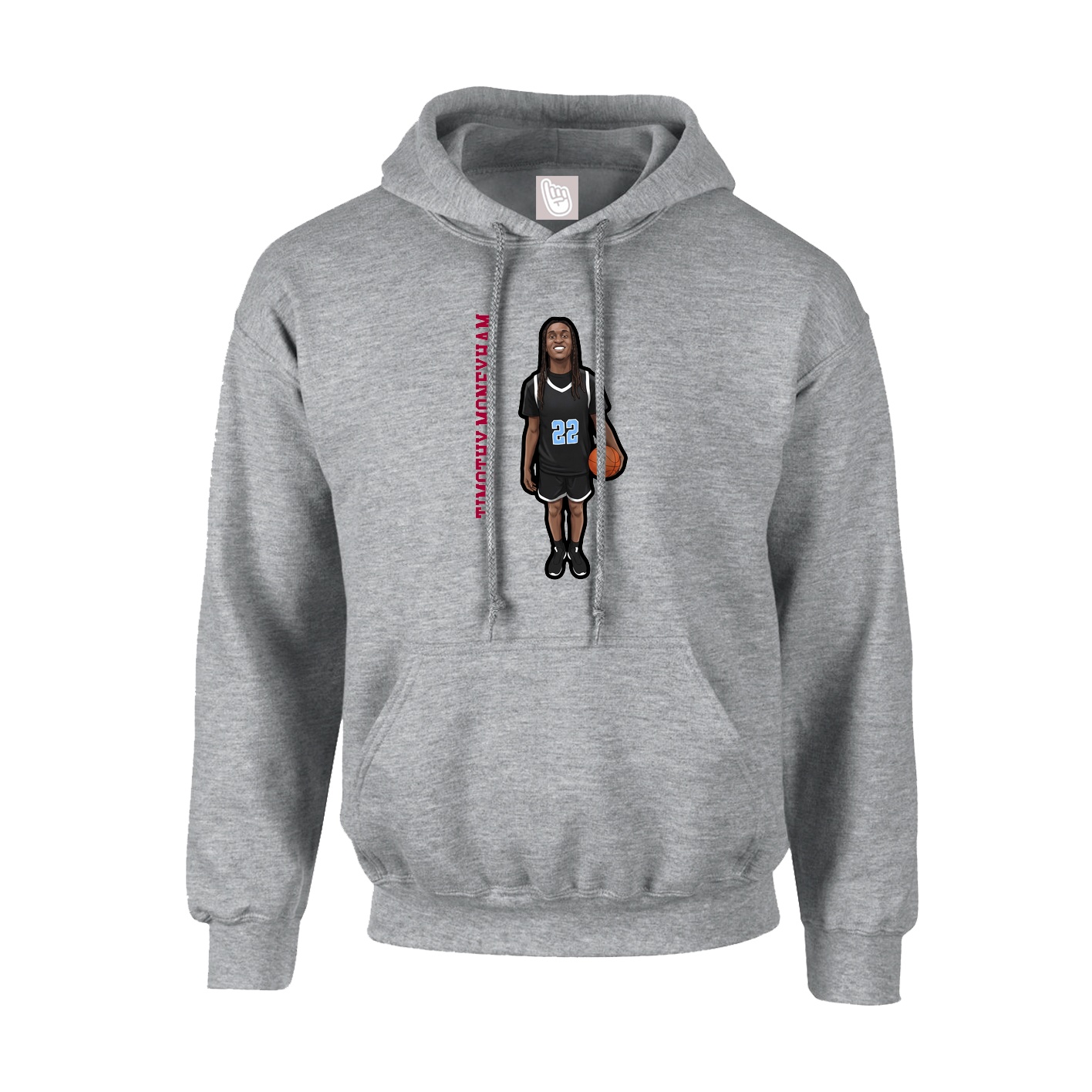 Hoodie — Name Vertical in Grey