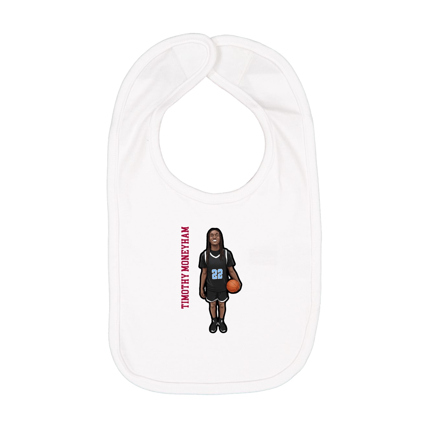 Infant Bib — Name Vertical in White