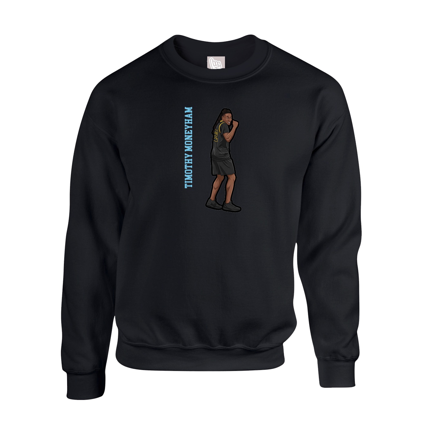 Fleece Crew — Name Vertical in Black