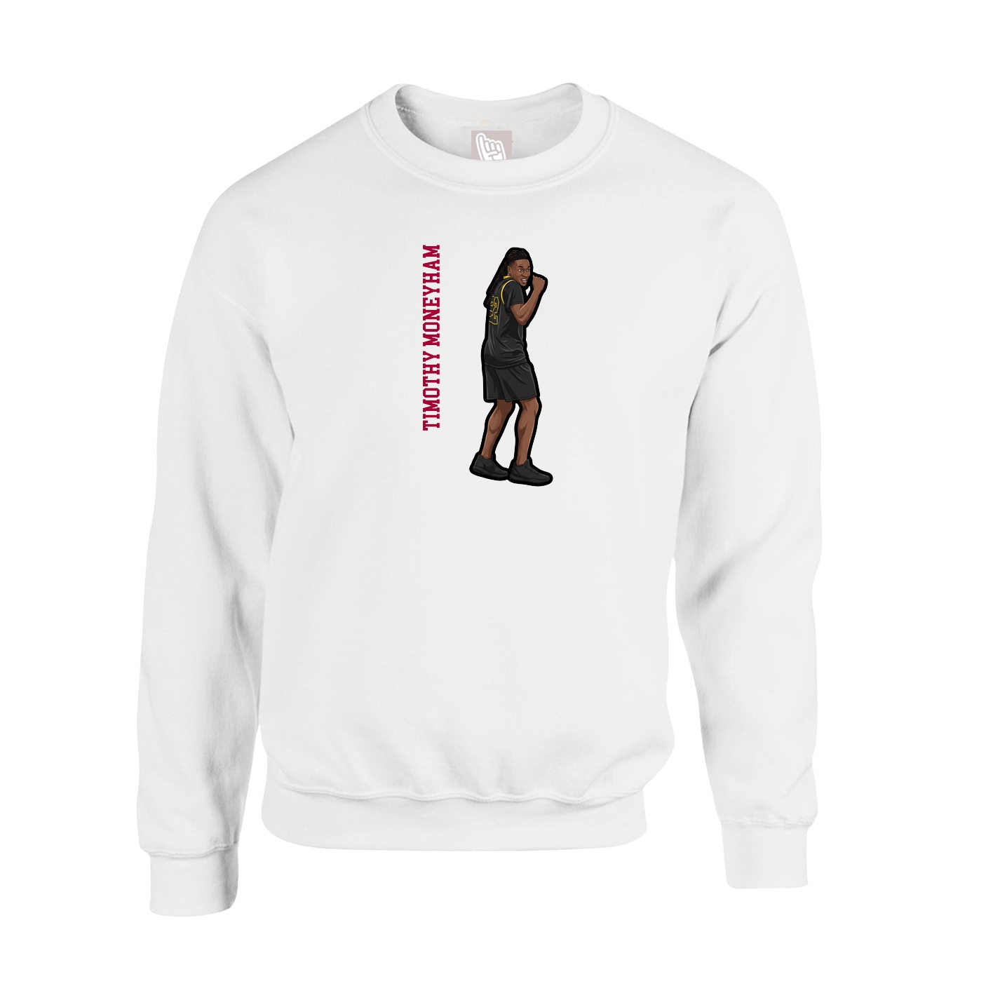 Fleece Crew — Name Vertical in White