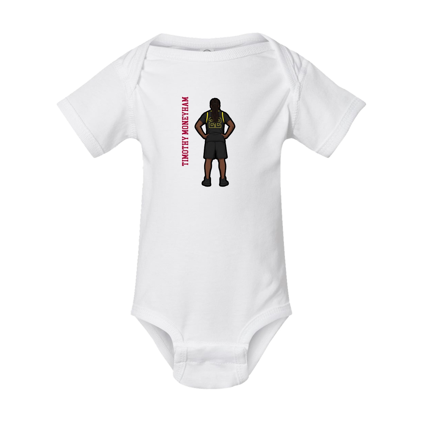 Baby Onesie — Name Vertical in White
