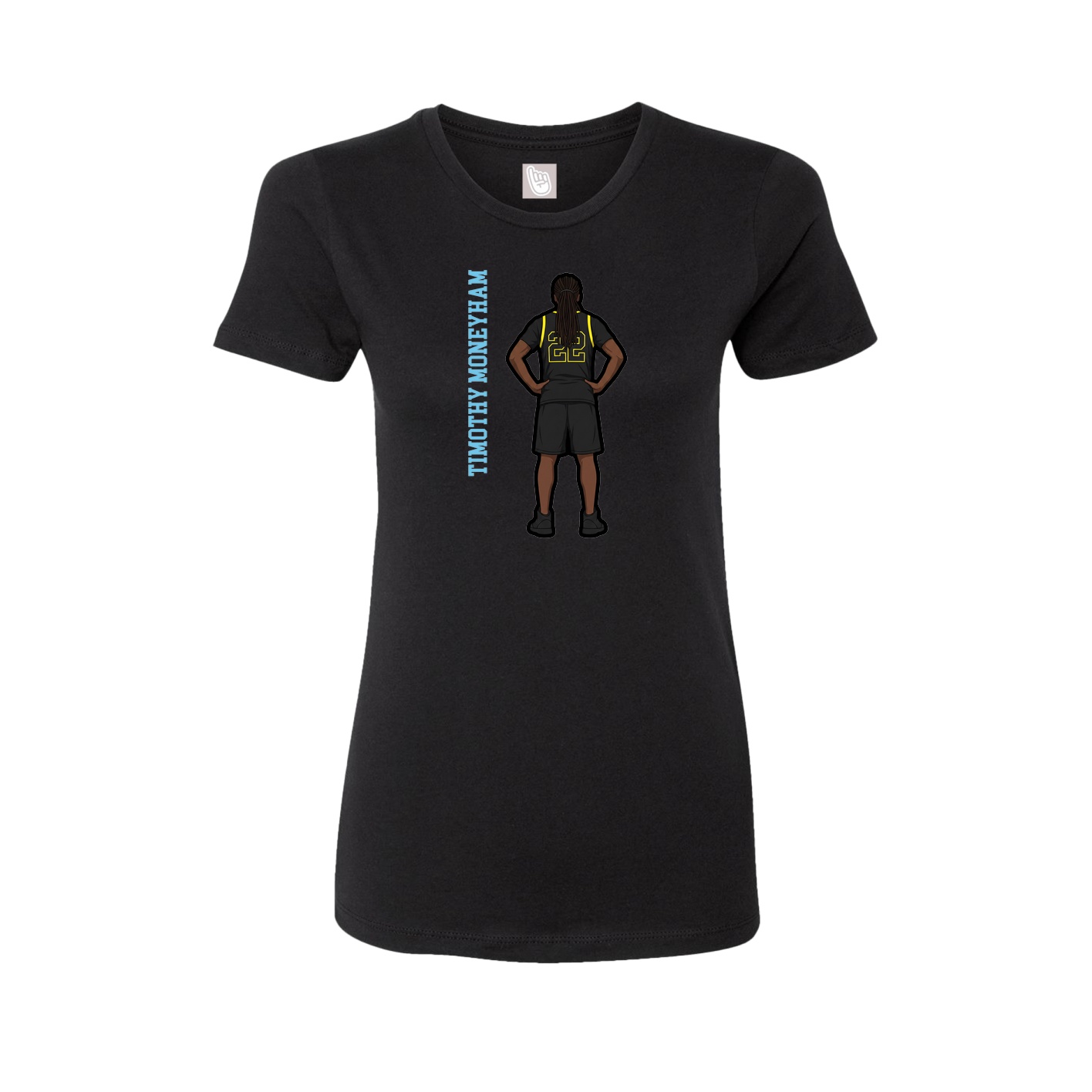 Womens Tee — Name Vertical in Black