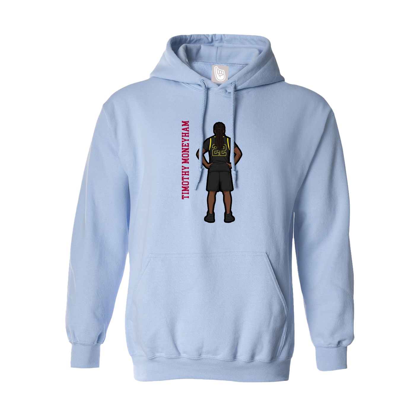 Hoodie — Name Vertical in Light Blue