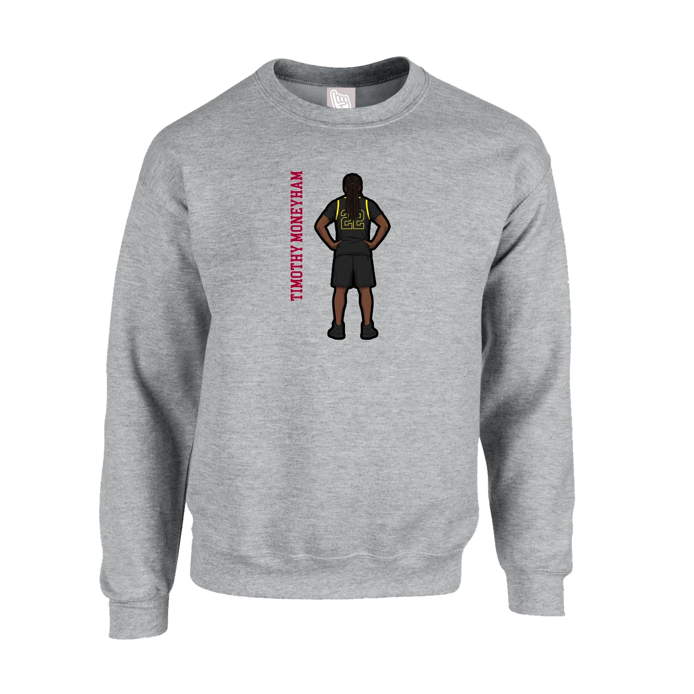 Fleece Crew — Name Vertical in Grey