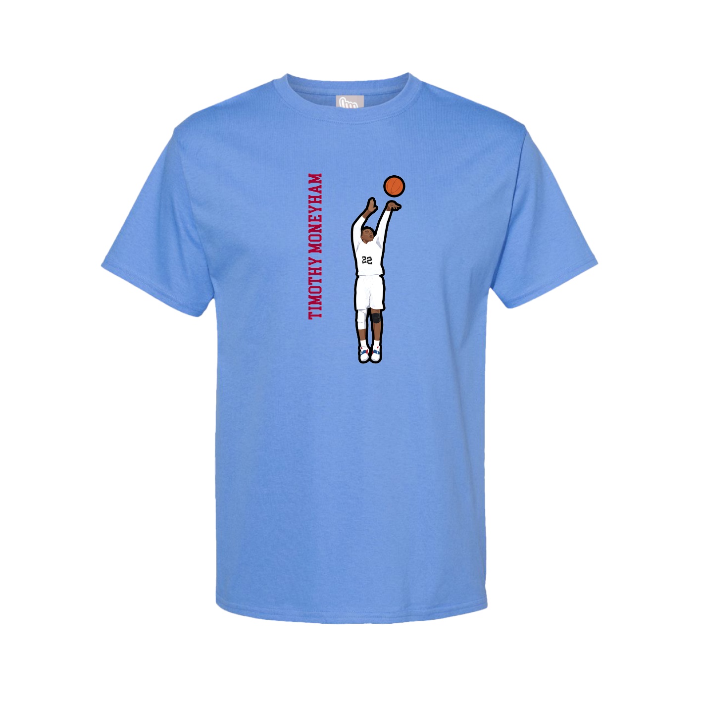 Tee — Name Vertical in Powder Blue