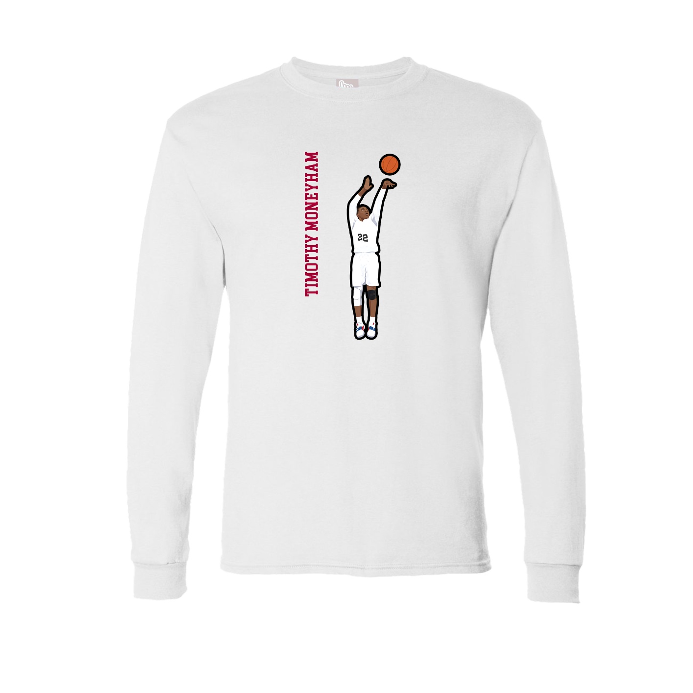 Long Sleeve Tee — Name Vertical in White