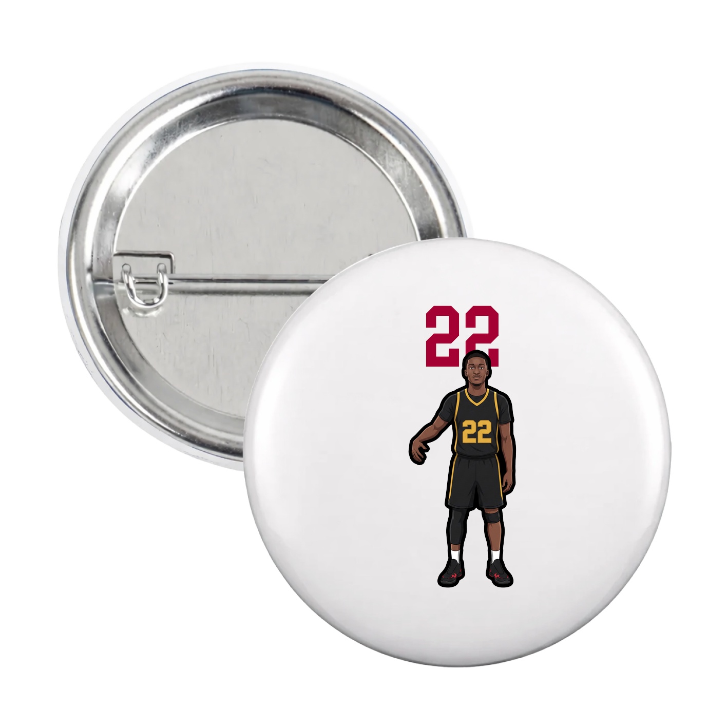 Game Day Button — Number Top in White