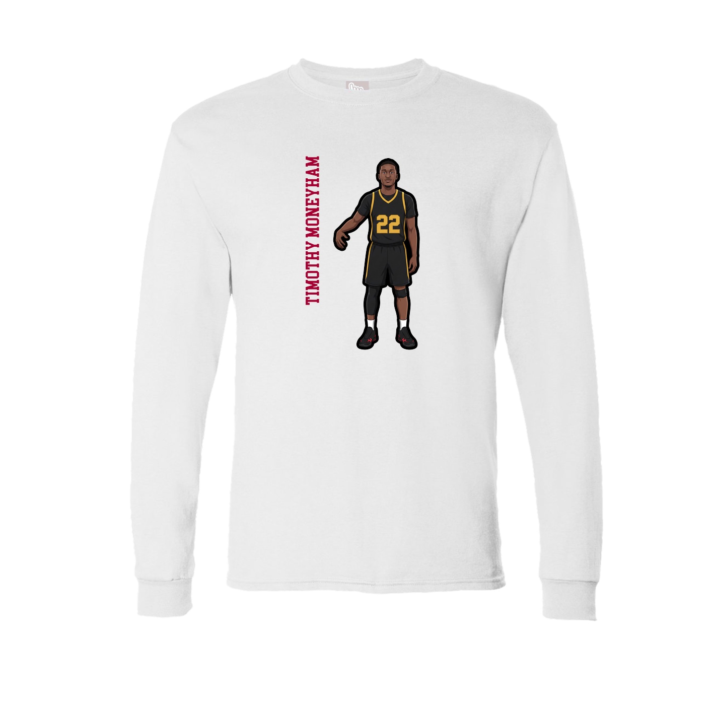 Long Sleeve Tee — Name Vertical in White