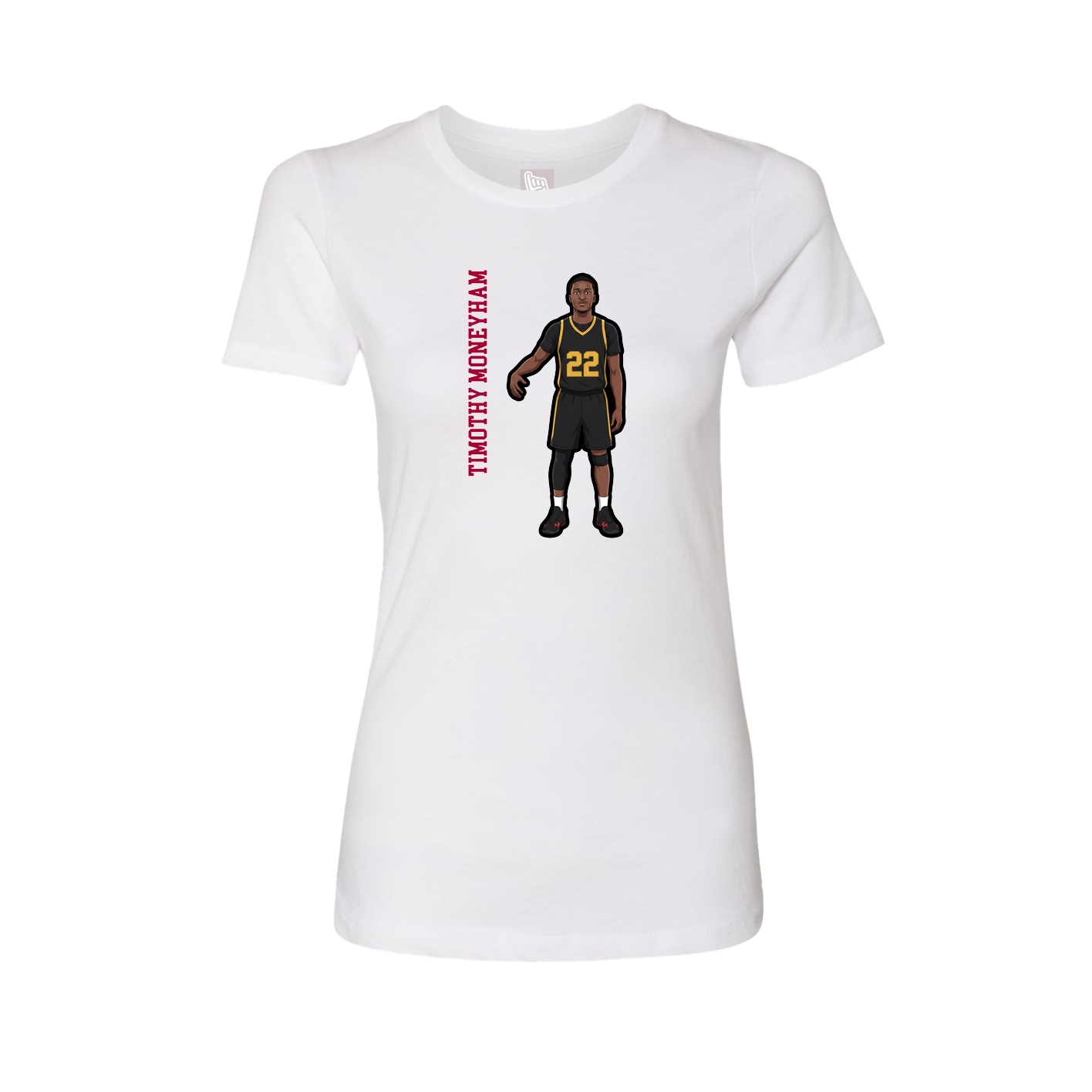 Womens Tee — Name Vertical in White