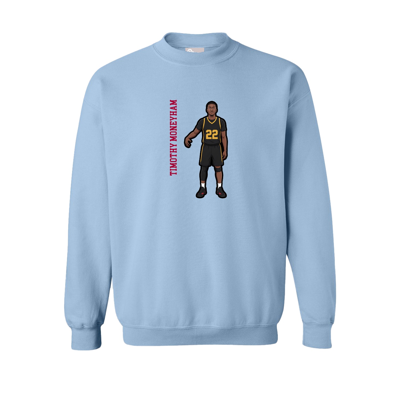 Fleece Crew — Name Vertical in Light Blue