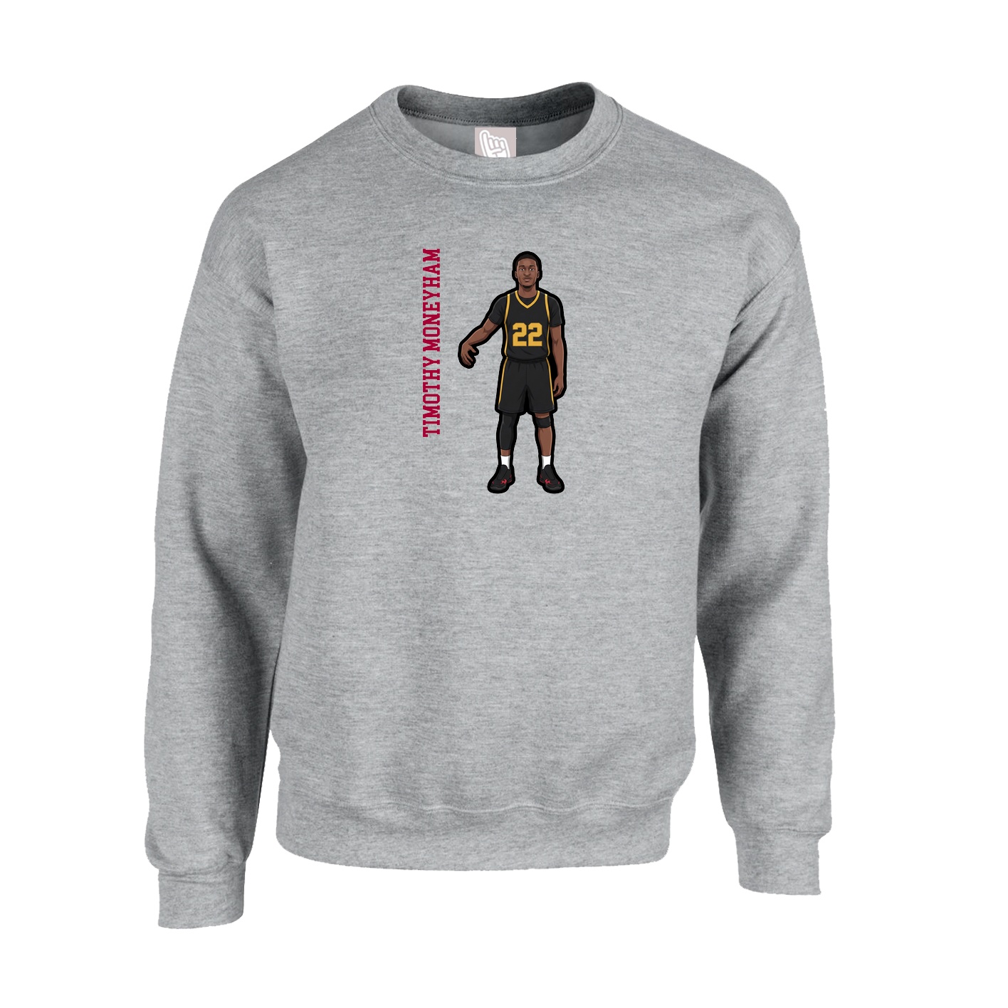 Fleece Crew — Name Vertical in Grey