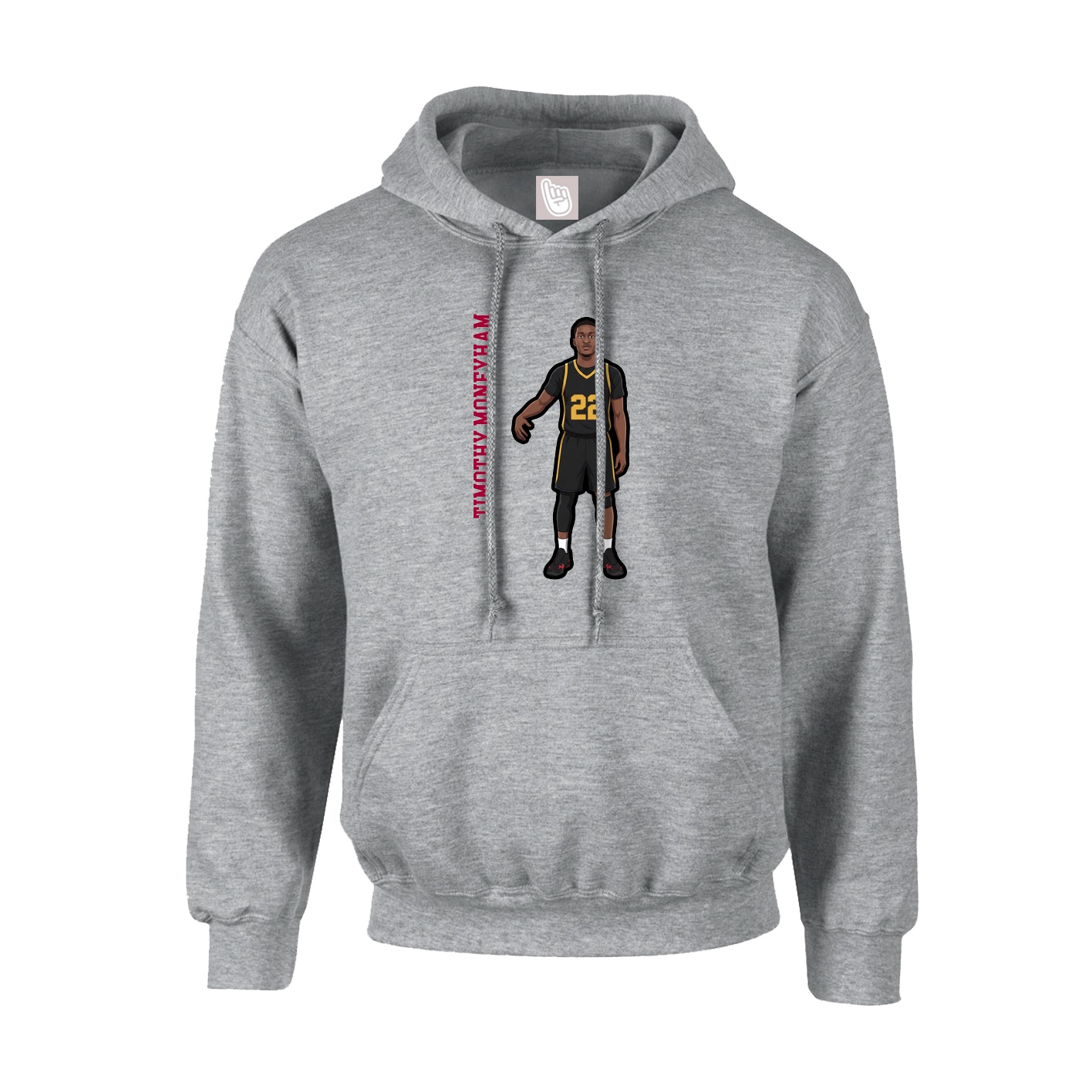 Youth Hoodie — Name Vertical in Grey